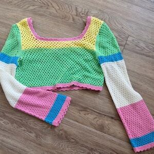 Sincerely Jules Multicolor Crochet Crop Top